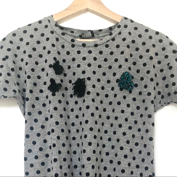 🍒 2/20$ Zara Gray & Black Polka Dot Tee - Picture 2 of 11